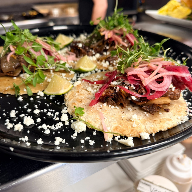 Short Rib Garden City Tacos.